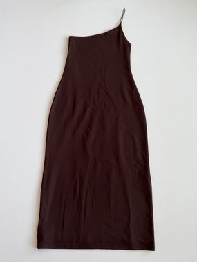 Aritzia Babaton Contour One Shoulder Midi Dress Chocolate Brown Bodycon Small